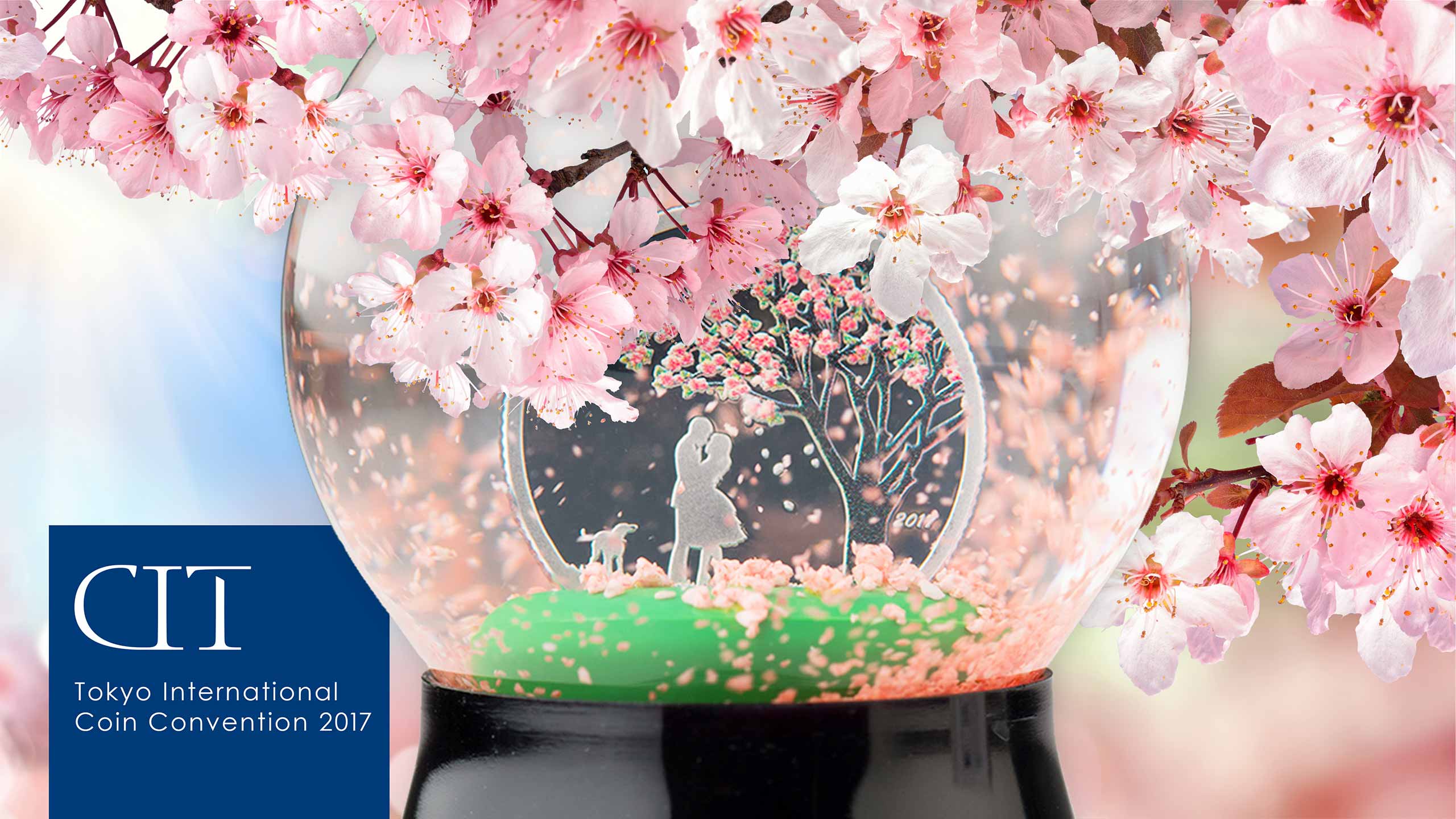 coin invest trust, cit, at toyko international coin convention with cherry blossom globe coin