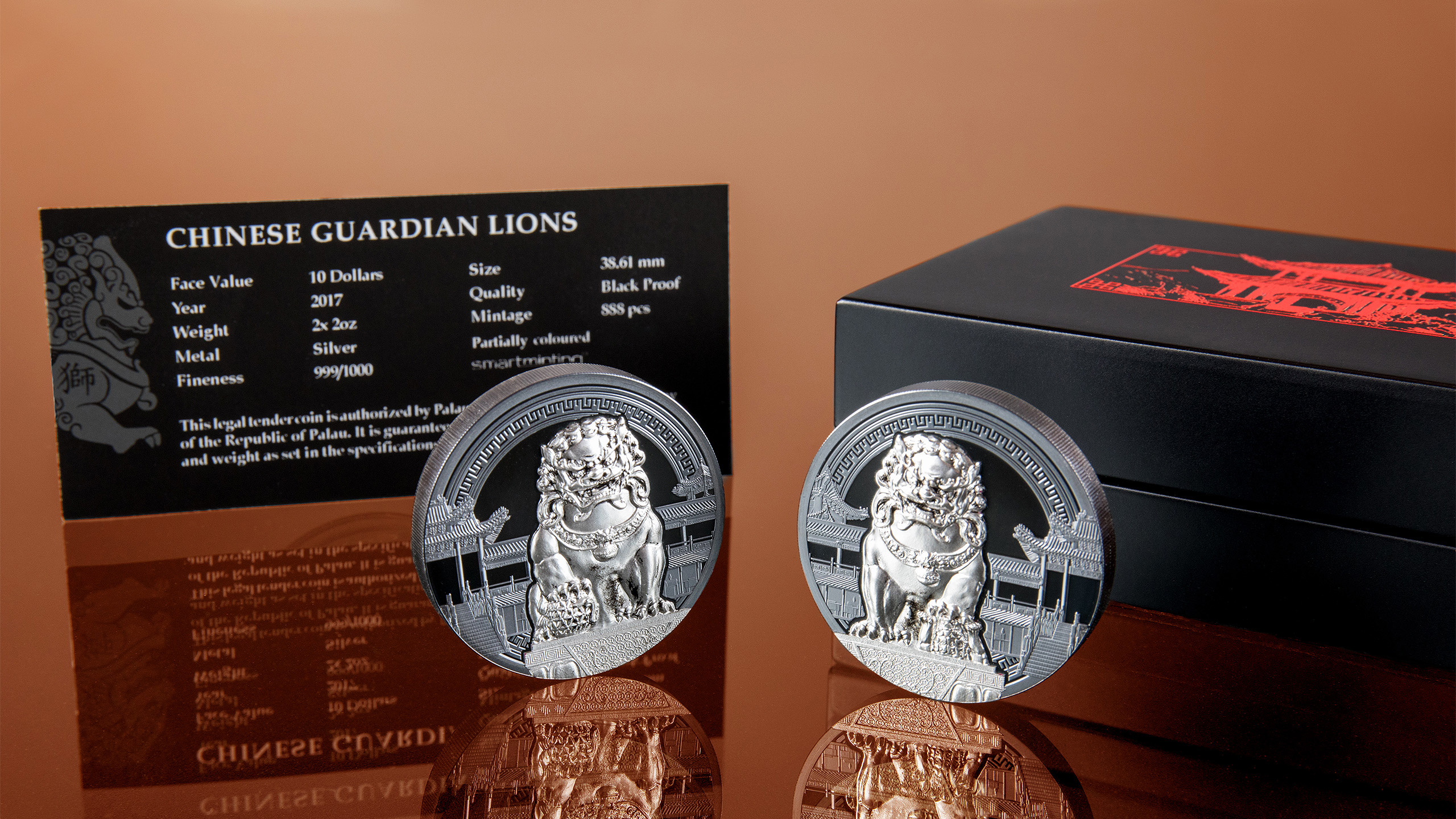 Chinese guardian lions, imperial guardian lions, foo dogs, smartminting silver coin set by cit coin invest liechtenstein 2018
